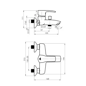 Hommix Rubineta Trento-10/K Bathroom Mixer & Shower