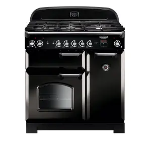 Rangemaster CLA90DFFBLC Freestanding Electric Range cooker with Gas Hob - Black