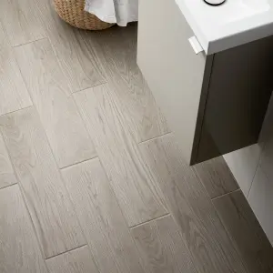 Colours Arrezo Grey Matt Wood effect Porcelain Wall & floor Tile Sample