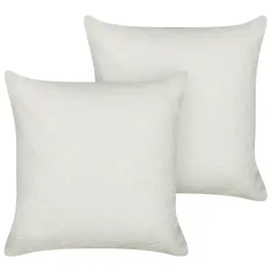 Set of 2 Cushions LEUZEA Boucle 45 x 45 cm Solid Off-White