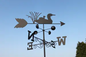 Garden Market Place Weathervane - DUCKS steel weathervane with ground spike and wall fixing.