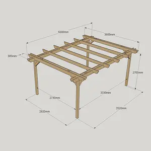 Double Garden Pergola - Wood - L360 x W420 x H270 cm - Light Green