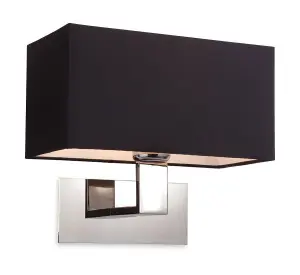 Luminosa Prince 1 Light Single Indoor Wall Light Polished S/Steel, Black, E27