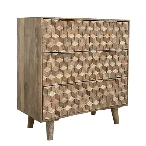 Geometric 2+2 Drawer Chest of Drawer - Mango Wood - L45 x W90 x H96 cm - Mango Light Finish