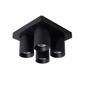 Lucide Nigel Modern Ceiling Spotlight - LED Dim to warm - GU10 - 4x5W 2200K/3000K - Black