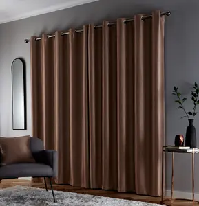 Enhanced Living Goodwood Bronze Thermal, Energy Saving, Dimout Eyelet Pair of Curtains with Wave Pattern 46 x 54 inch (117x137cm)