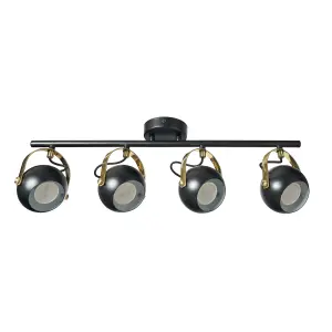 Litecraft Eyeball Black and Brass Adjustable Spotlight Bar