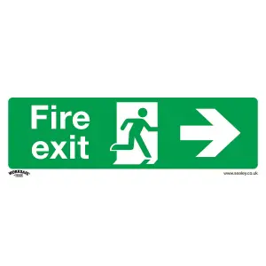 1x FIRE EXIT (RIGHT) Health & Safety Sign - Rigid Plastic 300 x 100mm Warning