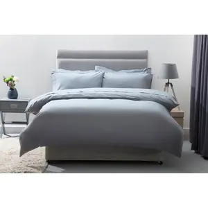 Cotton Solid Colour Duvet Cover Set with Pillowcases Platinum / Super King Duvet Cover + 2 Standard Pillowcases