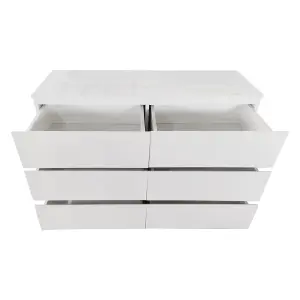 White Gloss Deep Drawer Chest of Drawers (6 Drawers)