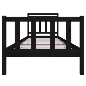 Berkfield Bed Frame Black Solid Wood 90x200 cm 3FT Single