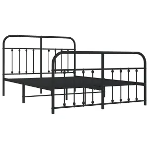 Berkfield Metal Bed Frame with Headboard and Footboard Black 150x200 cm