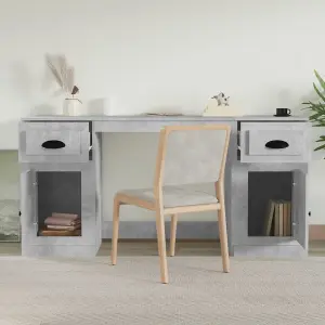 Berkfield Desk with Cabinet Concrete Grey Engineered Wood