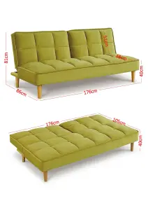 Stylish and Versatile 3 Seater Velvet Sofa Bed, Modern, Living Room Furniture - Lime