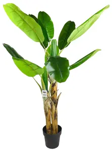 Geko Artificial Banana Tree, Wood/Plastic, Green, 140cm