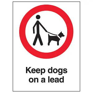 Keep Dogs On A Lead Prohibition Dog - Rigid Plastic - 200x300mm (x3)