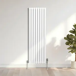 Oval Column Radiator & Valves - 1600mm x 480mm - White