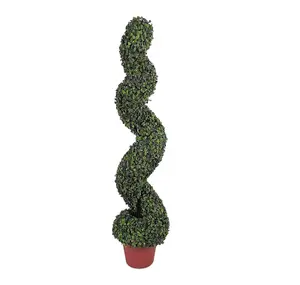 Abaseen 100cm Artificial Boxwood Spiral Twist Topiary Tree Indoor Outdoor