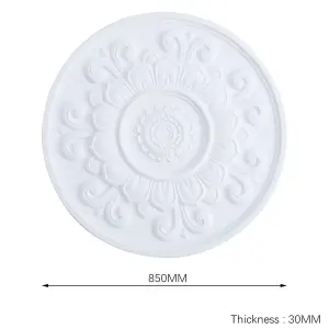 White 85cm Dia Ceiling Rose Ornate Polyurethane Ceiling Medallion