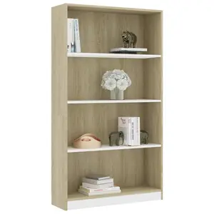 Attwood Bookcase Sonoma Oak/White / 142cm H x 80cm W x 24cm D