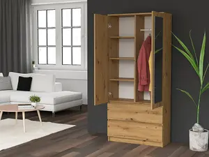 SS-90 Malwa Mirror Wardrobe Artisan Oak