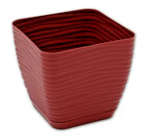 Plant Pot Flowerpot Square Plastic Modern Decorative Small Medium Large Marsala 13cm