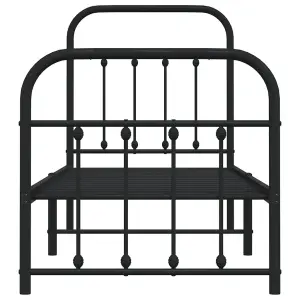 Berkfield Metal Bed Frame with Headboard and Footboard Black 75x190 cm