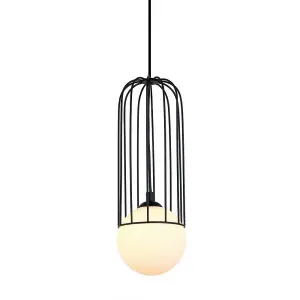 Luminosa Modern Hanging Pendant Black 1 Light  with Black, White Shade, G9