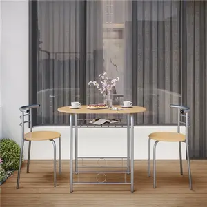 2 - Person Dining Set Natural/Silver / 76" H x 49" W x 43" D