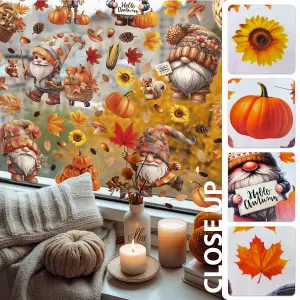 Autumn Gnomes With Pumpkins Window Clings