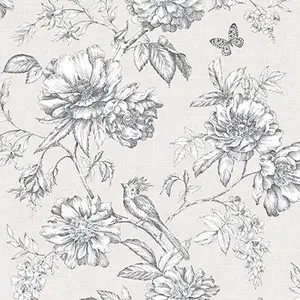 GoodHome Stanmer Beige Mica effect Floral Textured Wallpaper