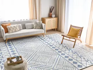 Area Rug 300 x 400 cm White and Blue MARGAND