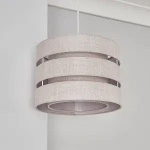 Inlight Light Grey Woven effect Slubby Light shade (D)28cm