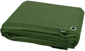 6 x 6 m Tarpaulin Cover - Green 90GSM - Waterproof, Frost-Resistant, UV Protection, Multipurpose, Groundsheet