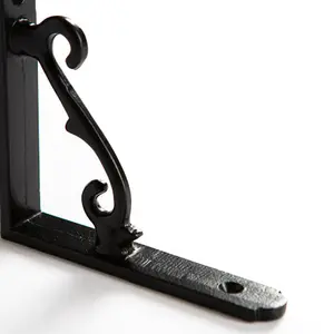 Hammer & Tongs Scroll Iron Shelf Bracket - D105mm - Black - Pack of 2