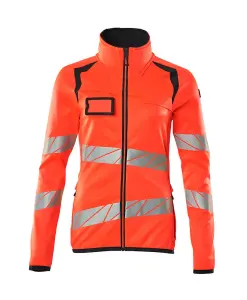 Mascot Accelerate Safe Ladies Microfleece Jacket with Zipper (Hi-Vis Red/Dark Navy)  (XXXXX Large)