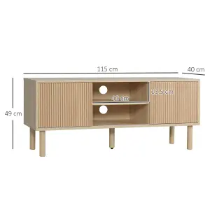 HOMCOM TV Stand Cabinet for TVs up to 50" with Sliding Doors, Natural