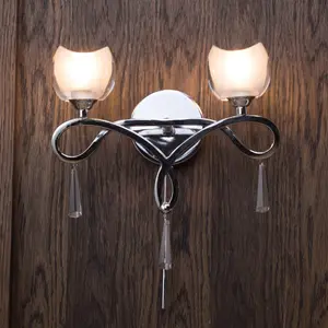 Litecraft Marta Chrome 2 Arm Glass Wall Light