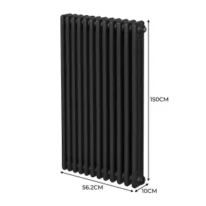 Traditional 3 Column Radiator - 1500 x 562 mm - Black