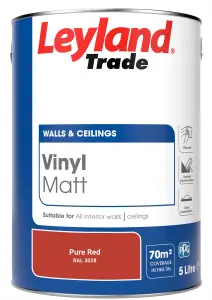 Leyland Trade Vinyl Matt Walls & Ceilings Emulsion Paint Pure Red (RAL 3028) 5L