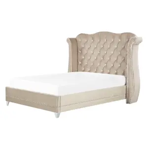 Velvet EU Double Size Bed Beige AYETTE