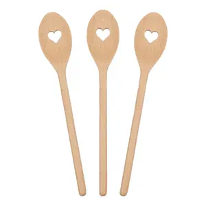 Argon Tableware Wooden Heart Cooking Spoons - 30cm - Pack of 3