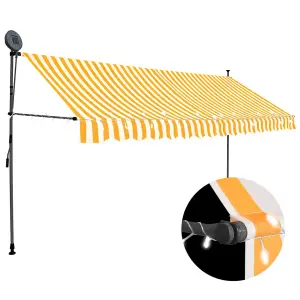 Berkfield Manual Retractable Awning with LED 350 cm White and Orange