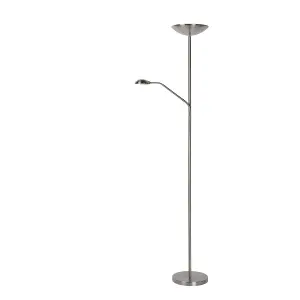 Lucide Zenith Modern Floor Reading Lamp - LED Dim. - 3000K - Satin Chrome