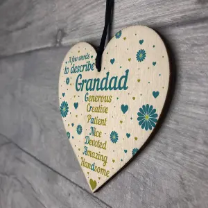 Red Ocean Birthday Gifts For Grandad From Grandchildren Grandparent Gifts Fathers Day Wood Heart Thank You Gift For Him