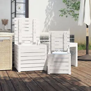 Berkfield 3 Piece Garden Box Set White Solid Wood Pine