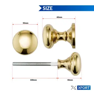 XFORT Polished Brass Victorian Style Rim Knob