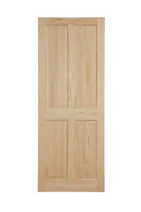 Fortia 4 panel Unglazed Victorian Pine veneer Internal Clear pine Door, (H)1981mm (W)762mm (T)35mm