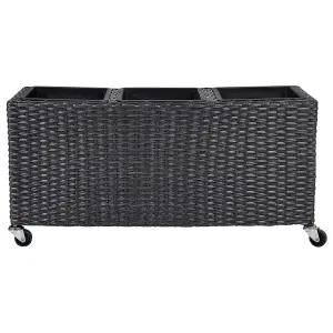 Plant Pot BELLIS PE Rattan Black