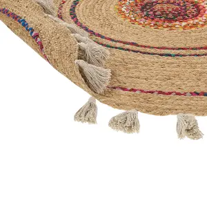 Round Jute Area Rug 140 cm Beige OBAKOY